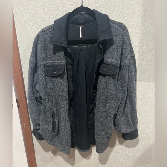 Free People Jackets & Blazers - Free People Dark Gray The Ruby Jacket EUC Oversized XS